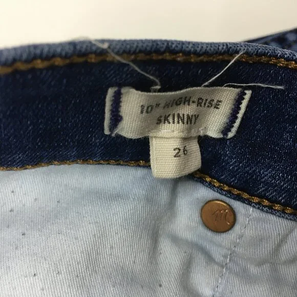 MADEWELL Med Wash 10" High Rise 5 Pocket Logo Hardware Skinny Jeans - Picture 3 of 12